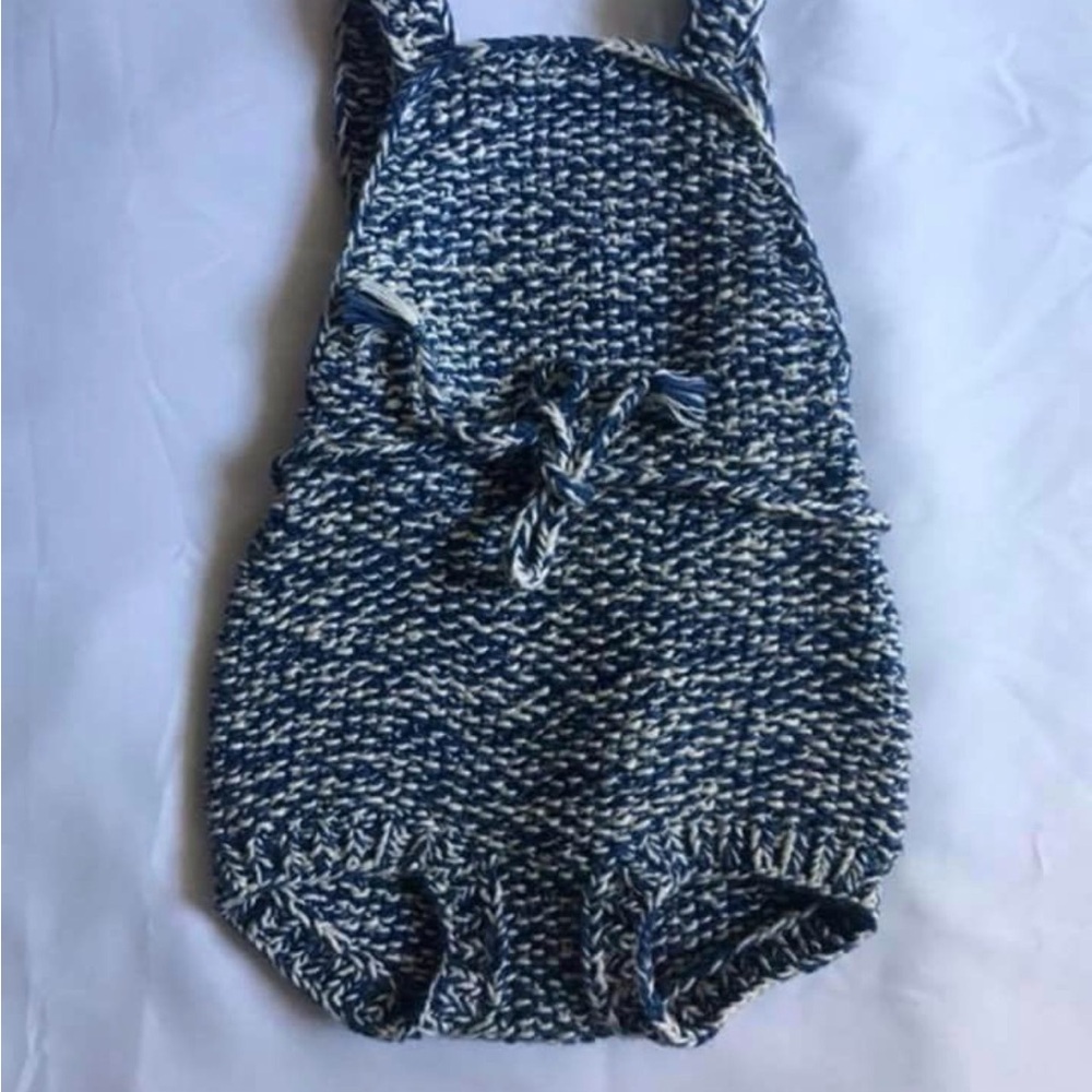 Misha And Puff Blue and White Knit One Piece